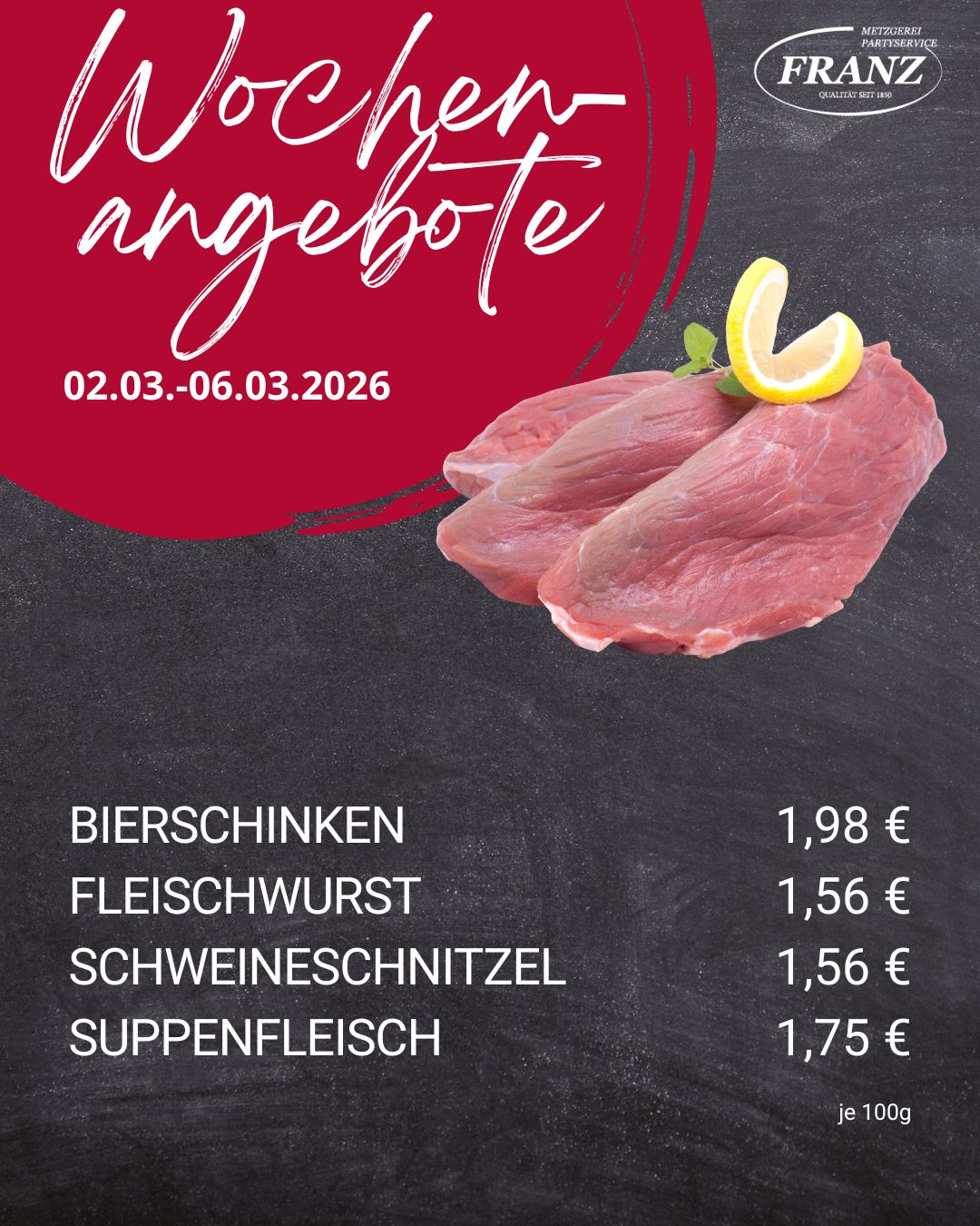 Wochenangebote Metzgerei Frammersbach<br />
