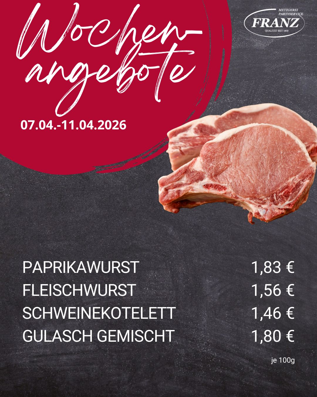 Wochenangebote Metzgerei Frammersbach<br />
