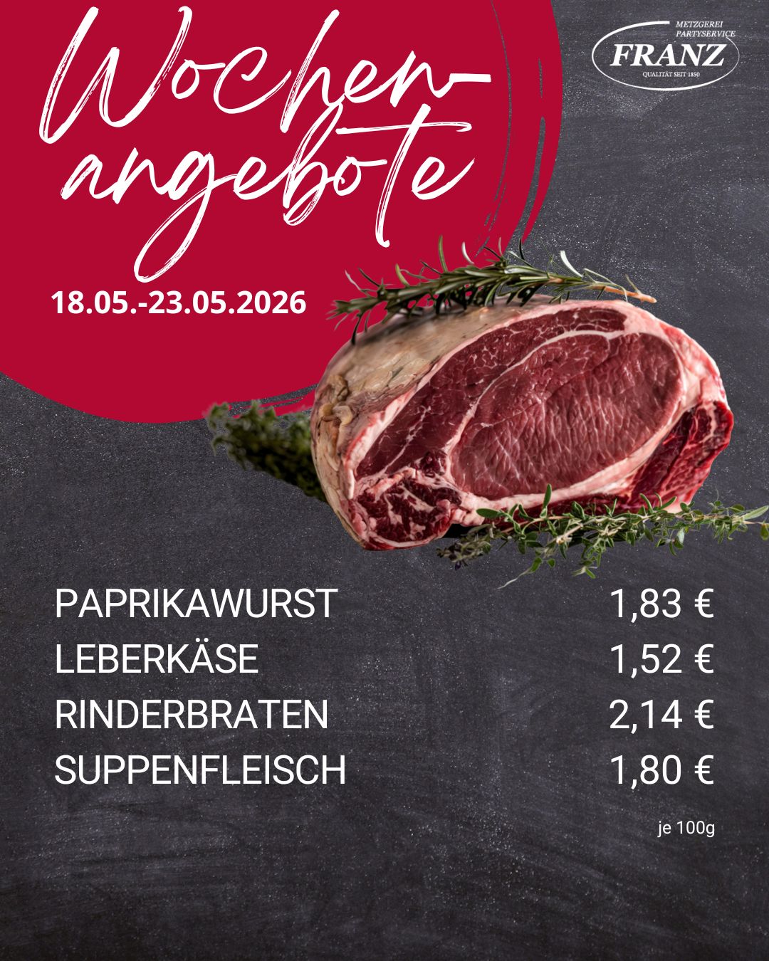Wochenangebote Metzgerei Frammersbach<br />
