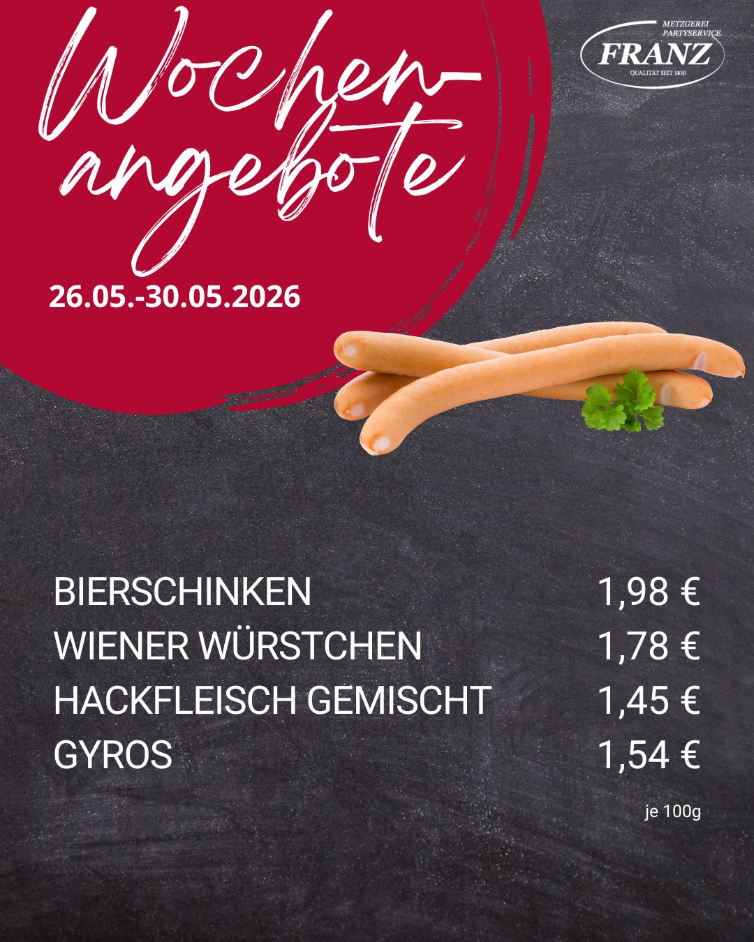 Wochenangebote Metzgerei Frammersbach<br />
