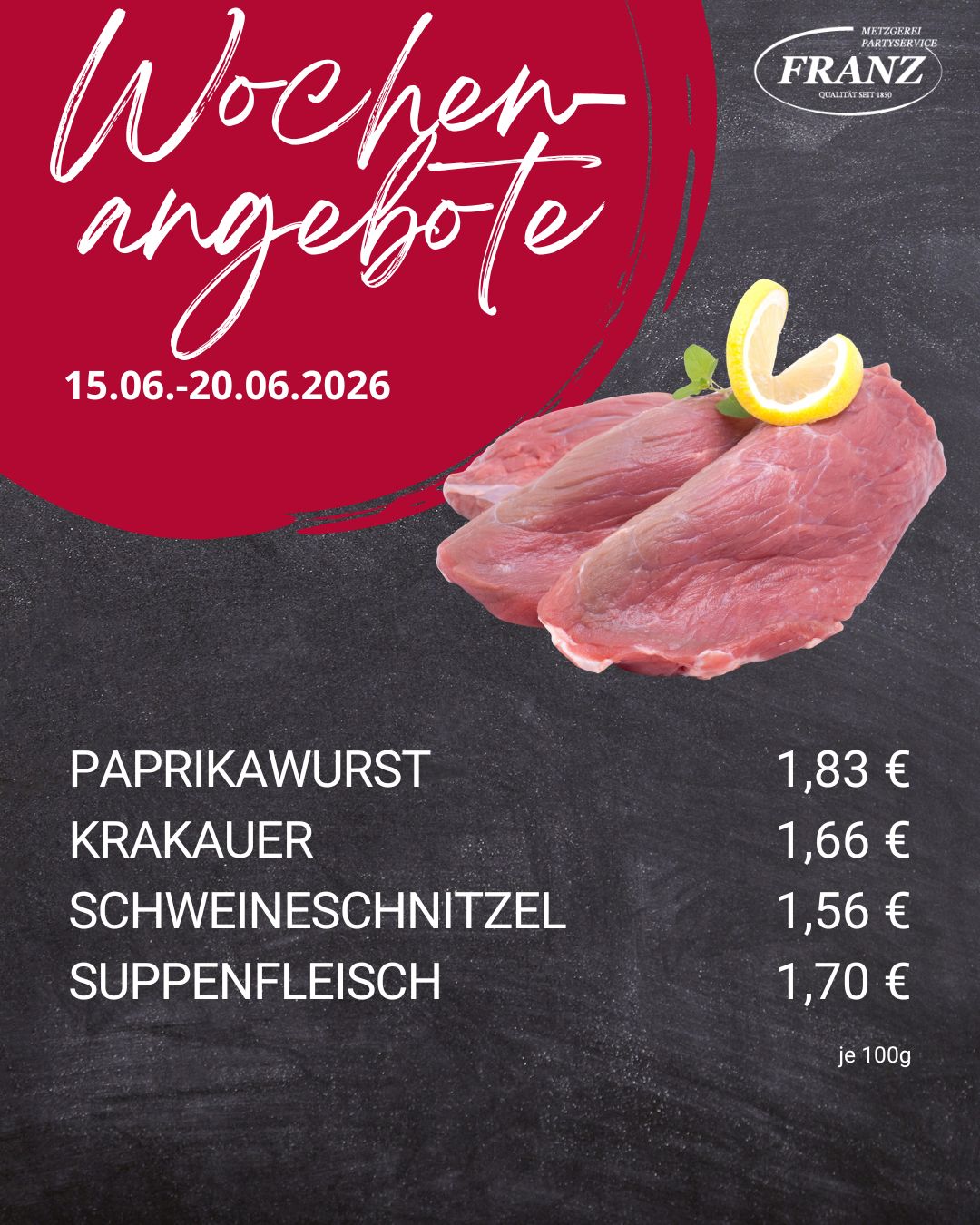 Wochenangebote Metzgerei Frammersbach<br />
