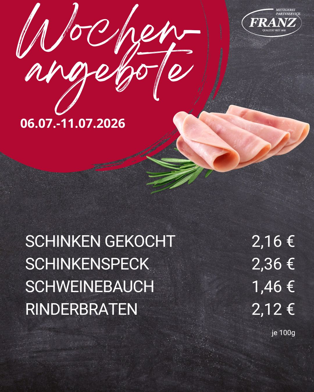 Wochenangebote Metzgerei Frammersbach<br />
